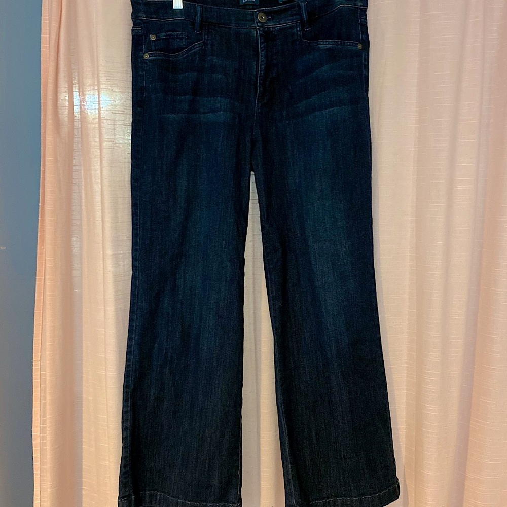 J.Jill size 14petite dark wash, full-leg jeans. 5 pocket style